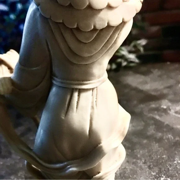 ASIAN LADY STATUE MADE IN ITALY COMPOSITION SIGNED BY ARTIST AND RESEMBLES IVORY - Picture 6 of 12